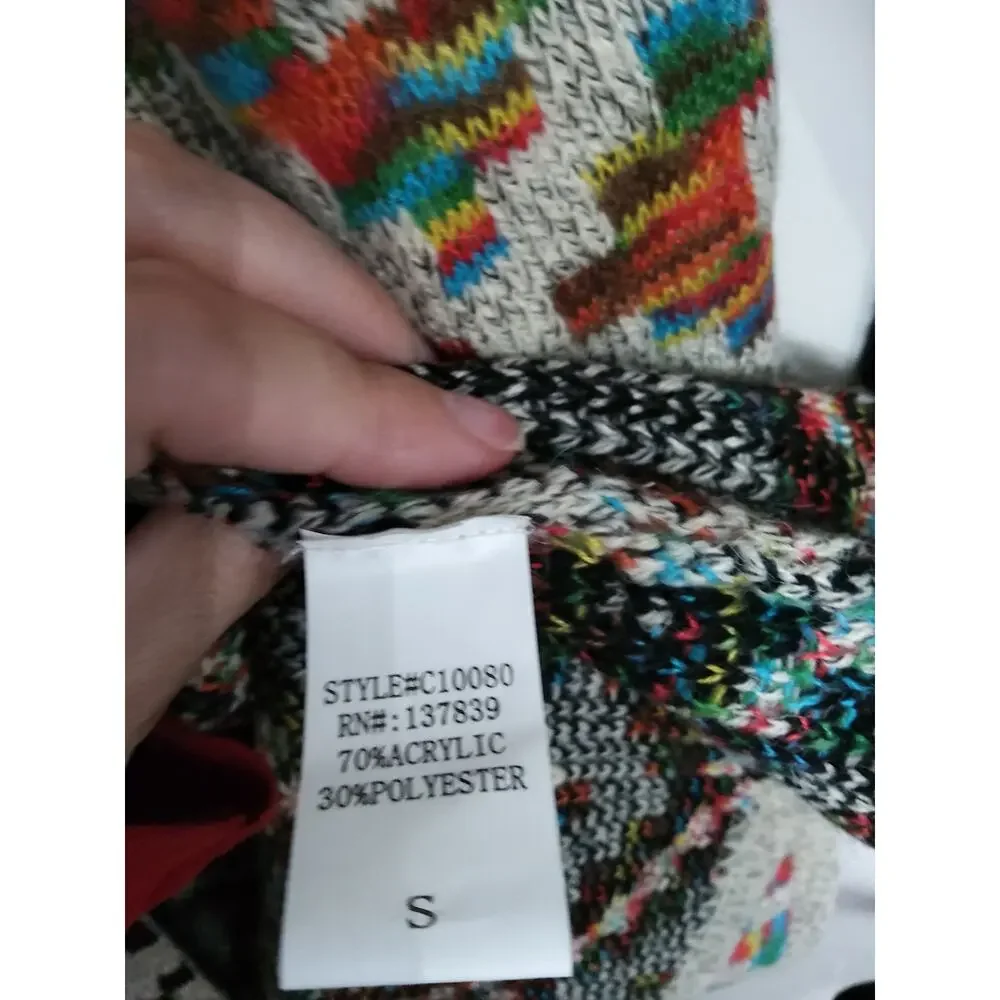 NWT chunky knit Aztec sweater cardigan sz S oversized Western native tribal boho - Picture 5 of 6